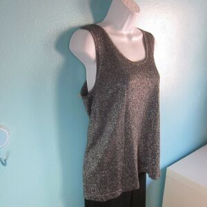 Sadimara  I Magnin  Womens Size M 1980's Vintage Black Sparkle Knit Tank Top